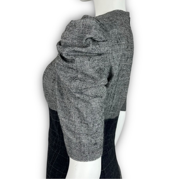 AMUR Uma Dress Wool Glen Plaid Puff Sleeve Asymmetrical Academia Preppy Career - Picture 10 of 16